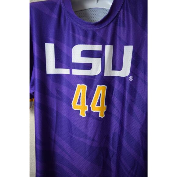 LSU Football Jersey #44 Mallet Purple Shirt Mesh Knit 2-Tone Stripes Tiger Fan M - Picture 2 of 7